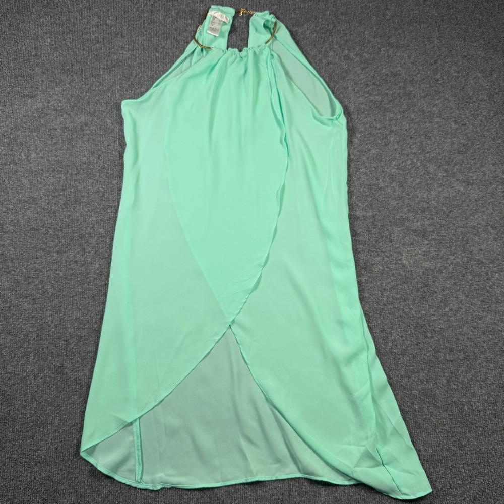 Venus Tunic Blouse Women XS Mint Green Tulip Front Gold Chain Neck Halter Top